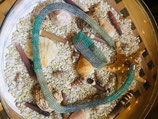 Schmuckset aus Schlauchkette und schmalem Armband, Doppeldraht, diverse Blautöne und Silberfarben
