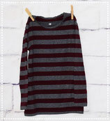 Langarmshirt, bordeaux-grau gestreift