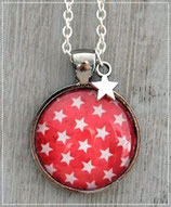 Kette & Ohrhänger "Sterne weiss pink" (Set)
