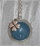 Kette "Amulett Kleeblatt" petrol