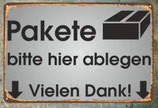 Schild Pakete bitte hier ablegen