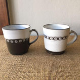 鈴木陶苑：粉引き、印花紋のマグカップ2個