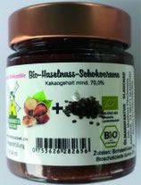 Bio-Haselnussmus mit dunkler  Bioschokolade (70% Kakaoanteil)