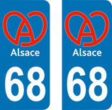 Lot de 2 stickers Logo de l'Alsace 68 haut rhin