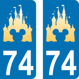 Lot de 2 stickers Chateau Disney avec N°74 précisez nous la hauteur 102 ou 110 mm