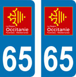 Lot de 2 adhésifs Occitanie Midi Pyrénées 65 Haute Pyrénées