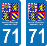 Lot de 2 adhésifs nouveau logo Bourgogne Franche Comté 71 Saone et loire