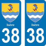Lot de 2 stickers Armoiries de l'Isère n° 38