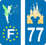 Lot de 2 stickers Château de Disney N° 77 et 2 stickers Fée Clochette Europe