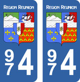 Lot de 2 adhésifs Blason Ile de la Réunion