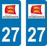 Lot de 2 stickers région Normandie n° 27 Eure