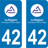 Lot de 2 adhésifs nouveau Logo Auvergne  Rhône Alpes 42 Loire