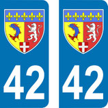 Lot de 2 Blasons Rhône Alpes 42 Loire