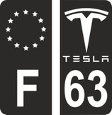 Lot de 2 paires stickers Tesla europe et n° 63  en 11,5 mm de haut