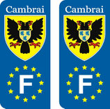 Lot de 2 stickers ville de Cambrai Europe