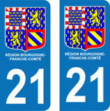 Lot de 2 adhésifs nouveau logo  Bourgogne Franche Comté 21 Cote d'Or