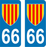 Lot de 2 adhésifs Languedoc Roussillon 66 Blason Catalan