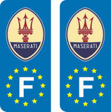 Lot de 2 stickers Ancien logo Maserati Europe