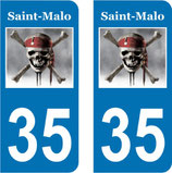 Lot de 2 stickers St Malo Corsaire N°35