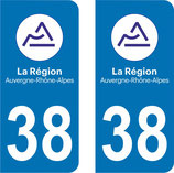 lot de 2 adhésifs nouveau Logo Auvergne  Rhône Alpes 38 Isère