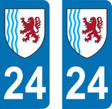 Lot de 2 stickers Nouvelle Aquitaine N°  24 Dordogne