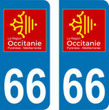 Lot de 2 adhésifs Occitanie Languedoc Roussillon 66 Pyrénées Orientales