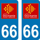 Lot de 2 adhésifs Occitanie Languedoc Roussillon 66 Pyrénées Orientales