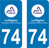 Lot de 2 adhésifs nouveau Logo Auvergne Rhône Alpes 74 Haute Savoie