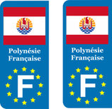 Lot de 2 stickers drapeau Polynésie Française Europe