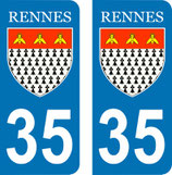 Lot de 2 stickers ville de Rennes