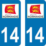 Lot de 2 stickers région Normandie n° 14 Calvados