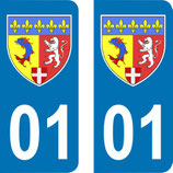 Lot de 2 Blasons Rhône Alpes 01 Ain