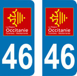 Lot de 2 adhésifs Occitanie Midi Pyrénées 46 Lot