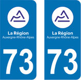 Lot de 2 adhésifs nouveau Logo Auvergne  Rhône Alpes 73 Savoie