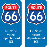 Logo Route 66 couleur bleu et rouge N° au choix