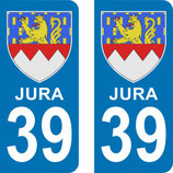 Lot de 2 stickers Blason du Jura n° 39