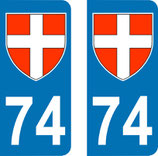 Lot de 2 stickers Drapeau de la Savoie n° 74