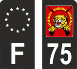 Lot de 2 stickers Motos  60 x 30mm  fond noir et logo lion