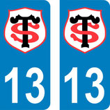 Lot de 2 stickers Stade Toulousain avec le N° 13