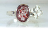 Pink Fire Quartz & Diamond Flower Ring