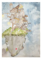 "Luftschloss" Originalbild Aquarell
