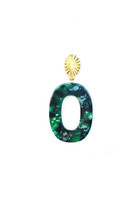 BO cabochon oval plissé doré et multico vert