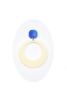 BO cabochon bleu et disque crème
