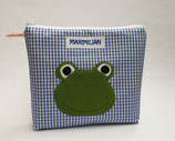 Kulturbeutel Windeltasche Frosch für Kinder mit eigenem Namen personalisiert