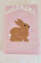 Babydecke Kuscheldecke Hase mit Namen (ca.70x95cm) personalisiert