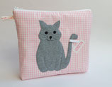 Kulturbeutel Windeltasche Katze für Kinder mit eigenem Namen personalisiert