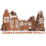 Porte-bougie Maison en pain d'épices 27x9x15 cm Marron