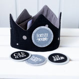 Krone Glitzerpünktchen Schwarz & Grau