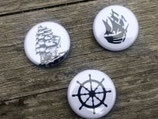 BS-001 maritimes Piraten Schiff Button Set in schwarz weiß Törn Schiff Boot