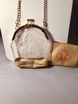 Clear Gold Fleur De Lis Purse